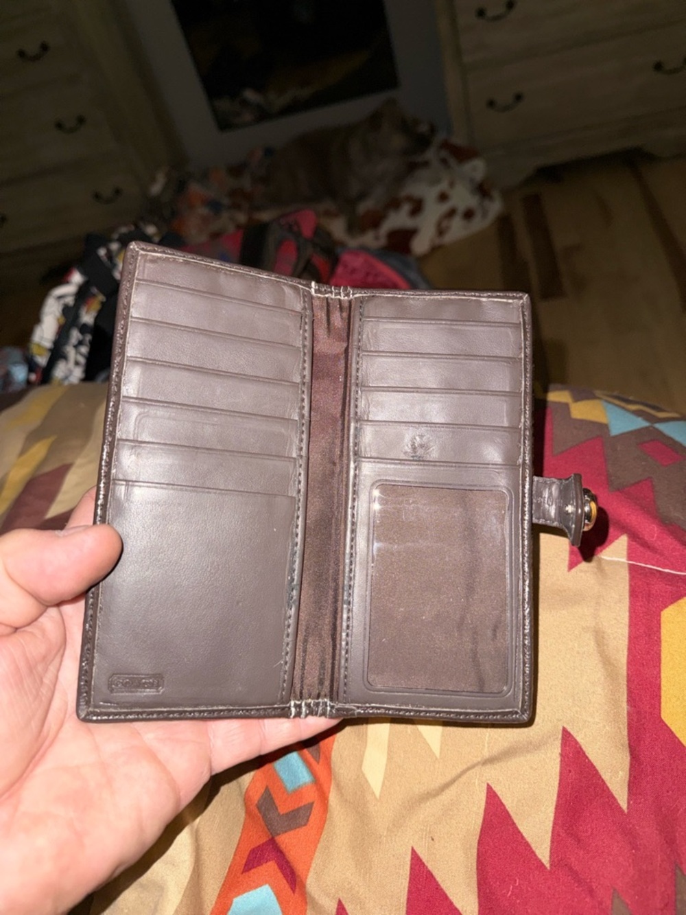 Coach Khaki/Brown Signature Canvas Continental Wallet - Picture 3 of 3